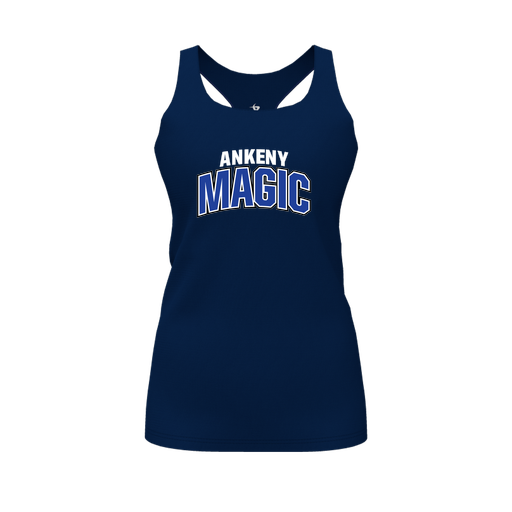 [CUS-DFW-RCBK-PER-NVY-FYS-LOGO1] Racerback Tank Top (Female Youth S, Navy, Logo 1)