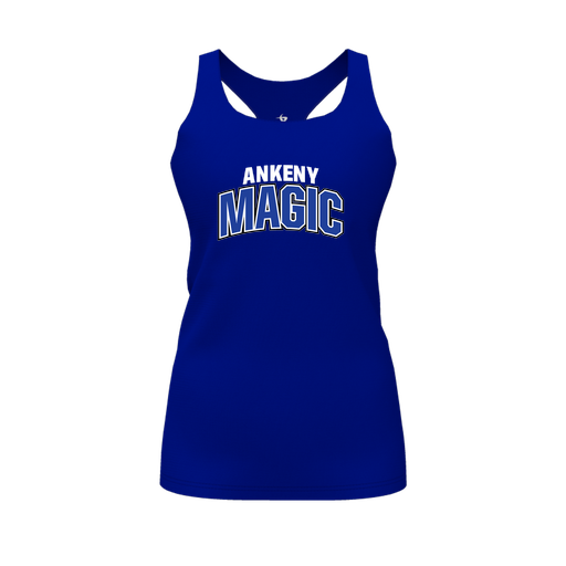 [CUS-DFW-RCBK-PER-RYL-FYS-LOGO1] Racerback Tank Top (Female Youth S, Royal, Logo 1)