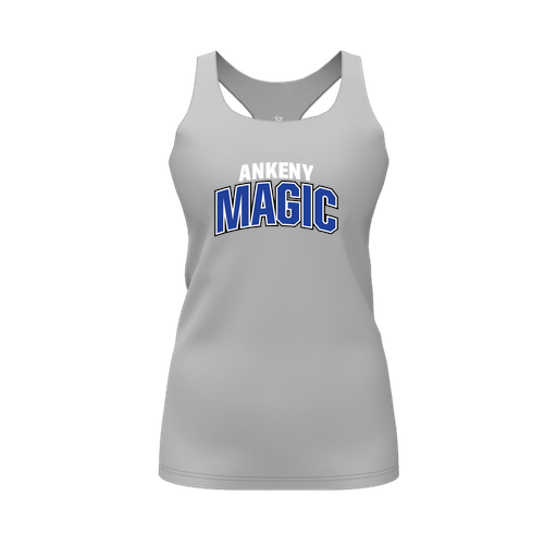 [CUS-DFW-RCBK-PER-GRY-FYS-LOGO1] Racerback Tank Top (Female Youth S, Gray, Logo 1)