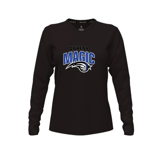 [FTLVCFBK-FYXS-LOGO3] Decker Comfort T-Shirt (Female Youth XS, Black, V Neck, Logo 3, Long Sleeve)