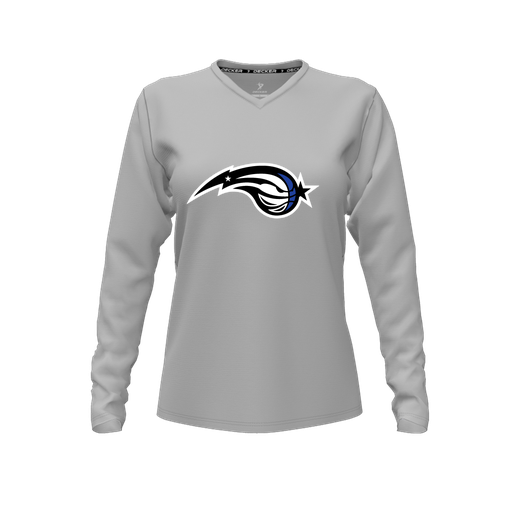 [FTLVCFGY-FYXS-LOGO2] Comfort T-Shirt (Female Youth XS, Gray, V Neck, Logo 2, Long Sleeve)