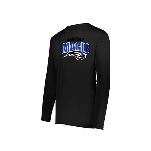 [222823.080.S-LOGO3] Youth LS Smooth Sport Shirt (Youth S, Black, Logo 3)